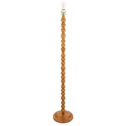 Happy Homewares Oak Wooden Classic Standing Floor Lamp Base with Rippled Pole Design in Brown - thumbnail 3