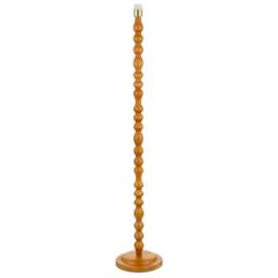 Happy Homewares Oak Wooden Classic Standing Floor Lamp Base with Rippled Pole Design in Brown - thumbnail 1