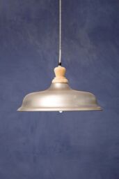 Orsina Grey Small Pendant Light, Adjustable Ceiling Hanging Light with Wooden Holder, Iron Light for Dining Room in Silver - thumbnail 3