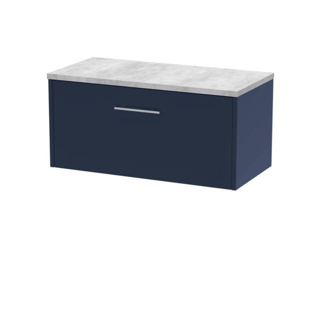 Balterley Winshill Contemporary 1 Drawer Wall Hung Vanity Unit, Dark Blue, 800mm in Blue - image 1