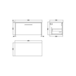 Balterley Winshill Contemporary 1 Drawer Wall Hung Vanity Unit, Dark Blue, 800mm in Blue - thumbnail 2