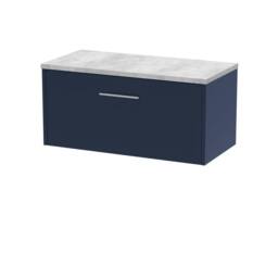 Balterley Winshill Contemporary 1 Drawer Wall Hung Vanity Unit, Dark Blue, 800mm in Blue - thumbnail 1