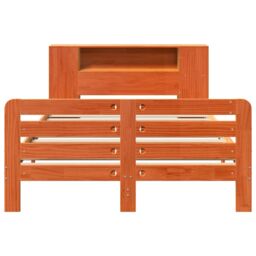 Berkfield Home Bed Frame without Mattress Wax Brown 150x200 cm King Size Solid Wood Pine - thumbnail 4