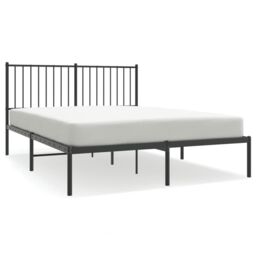 Berkfield Home Metal Bed Frame with Headboard Black 140x200 cm - thumbnail 2