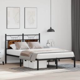 Berkfield Home Bed Frame without Mattress Smoked Oak 120x200 cm Engineered Wood in Brown - Size: Small Double - thumbnail 4