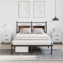 Berkfield Home Bed Frame without Mattress Smoked Oak 120x200 cm Engineered Wood in Brown - Size: Small Double - thumbnail 1