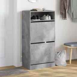 Berkfield Home Shoe Cabinet Concrete Grey 60x34x116 cm Engineered Wood - Size: 60 x 34 x 116 cm - thumbnail 1