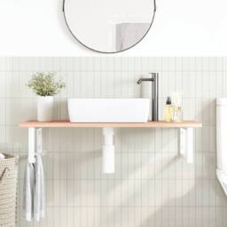 Berkfield Home Basin Shelf Wall Mounted Steel & Solid Wood Oak in Brown - thumbnail 3