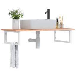 Berkfield Home Basin Shelf Wall Mounted Steel & Solid Wood Oak in Brown