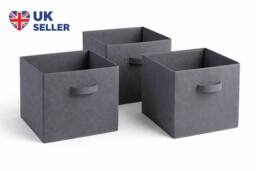 SPOT ON DEALZ Set of 3Grey Woven Storage Baskets Cube Organizer Shelf Bin for Closet in Grey - thumbnail 6