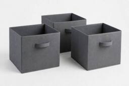 SPOT ON DEALZ Set of 3Grey Woven Storage Baskets Cube Organizer Shelf Bin for Closet in Grey