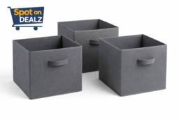 SPOT ON DEALZ Set of 3Grey Woven Storage Baskets Cube Organizer Shelf Bin for Closet in Grey - thumbnail 5