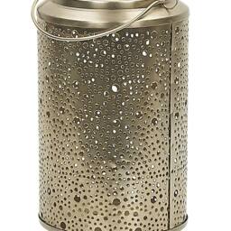 Wyld and Coco Gold Iron Lantern 25 cm Pillar Candle Holder Perforated Vintage - thumbnail 2