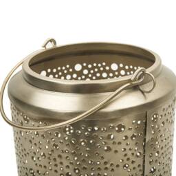 Wyld and Coco Gold Iron Lantern 25 cm Pillar Candle Holder Perforated Vintage - thumbnail 5
