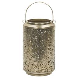 Wyld and Coco Gold Iron Lantern 25 cm Pillar Candle Holder Perforated Vintage - thumbnail 3