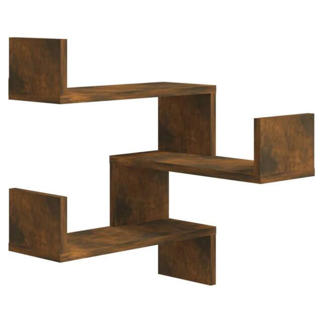 Berkfield Home Wall Corner Shelves 2 pcs Smoked Oak 40x40x50 cm Engineered Wood in Brown - Size: 40 x 40 x 50 cm - image 1