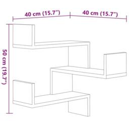 Berkfield Home Wall Corner Shelves 2 pcs Smoked Oak 40x40x50 cm Engineered Wood in Brown - Size: 40 x 40 x 50 cm - thumbnail 9