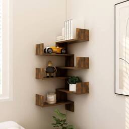 Berkfield Home Wall Corner Shelves 2 pcs Smoked Oak 40x40x50 cm Engineered Wood in Brown - Size: 40 x 40 x 50 cm - thumbnail 8