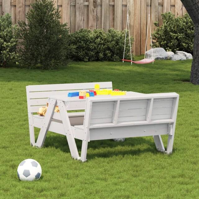 Berkfield Home Picnic Table for Kids White 88x122x58 cm Solid Wood Pine - Size: 88 x 122 x 58 cm - image 1