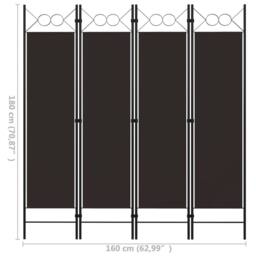 Berkfield Home 4-Panel Room Divider Brown 160x180 cm - thumbnail 6
