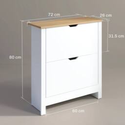 SPETLEK 12-Shoe Storage Cabinet 4 Shelves 2 Drawers Tabletop High Gloss White - Size: 0.6m2 - thumbnail 3