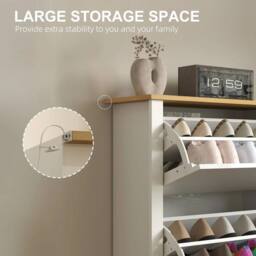 SPETLEK 12-Shoe Storage Cabinet 4 Shelves 2 Drawers Tabletop High Gloss White - Size: 0.6m2 - thumbnail 4