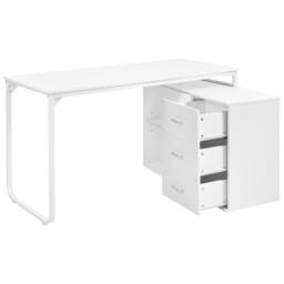 Wyld and Coco White Corner Desk 140 x 100 cm - Iron Legs 2 Shelves 3 Drawers - thumbnail 4