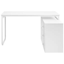 Wyld and Coco White Corner Desk 140 x 100 cm - Iron Legs 2 Shelves 3 Drawers - thumbnail 5