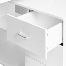 Wyld and Coco White Corner Desk 140 x 100 cm - Iron Legs 2 Shelves 3 Drawers - thumbnail 7