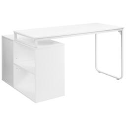 Wyld and Coco White Corner Desk 140 x 100 cm - Iron Legs 2 Shelves 3 Drawers - thumbnail 6
