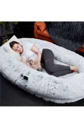 Ezysleep Faux Fur Human Pet Bed in Grey - Size: Small - thumbnail 1