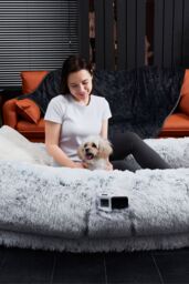 Ezysleep Faux Fur Human Pet Bed in Grey - Size: Small - thumbnail 4