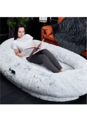 Ezysleep Faux Fur Human Pet Bed in Grey - Size: Small - thumbnail 2