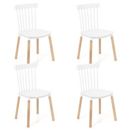 Costway Set of 4 Windsor Dining Chairs Kitchen Armless Side Chairs-White in White - thumbnail 1