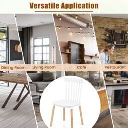 Costway Set of 4 Windsor Dining Chairs Kitchen Armless Side Chairs-White in White - thumbnail 6