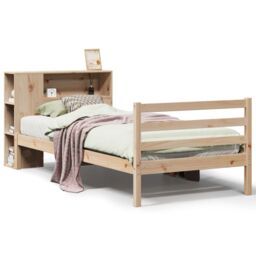 Berkfield Home Bookcase Bed without Mattress 75x190 cm Small Single Solid Wood Pine in Brown - thumbnail 2