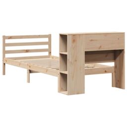 Berkfield Home Bookcase Bed without Mattress 75x190 cm Small Single Solid Wood Pine in Brown - thumbnail 6