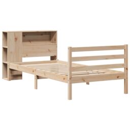 Berkfield Home Bookcase Bed without Mattress 75x190 cm Small Single Solid Wood Pine in Brown - thumbnail 3