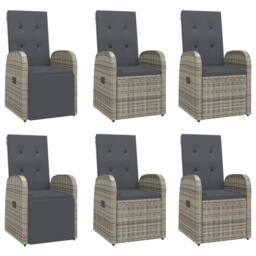 Berkfield Home 7 Piece Garden Dining Set Grey Poly Rattan&Solid Wood Acacia - thumbnail 4