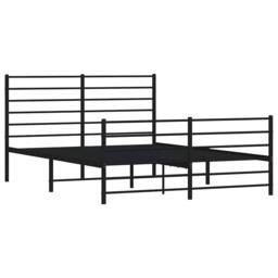 Berkfield Home Metal Bed Frame with Headboard & Footboard Black 140x190 cm - thumbnail 1