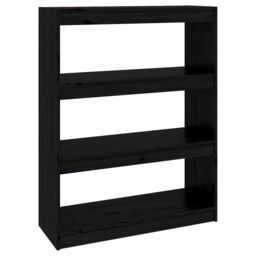 Berkfield Home Book Cabinet/Room Divider Black 80x30x103.5 cm Solid Wood Pine - thumbnail 2