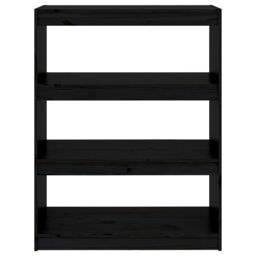 Berkfield Home Book Cabinet/Room Divider Black 80x30x103.5 cm Solid Wood Pine - thumbnail 5