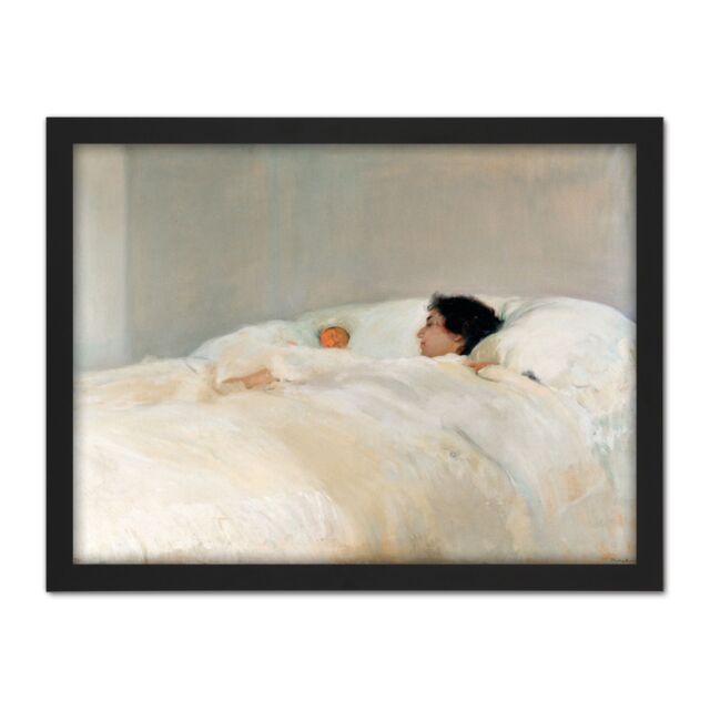 "Artery8 Wall Art Print Joaquin Sorolla Y Bastida Mother Large Framed Wall Décor Art in Black - Size: W18"" x H24""" - image 1