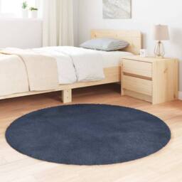 Berkfield Home Shaggy Rug High Pile NAVARRA Navy 120x120 cm Polyester in Blue - Size: Medium - thumbnail 3