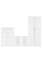 Seconique Nevada 2 Door 1 Drawer Wardrobe Bedroom Set in White - thumbnail 1
