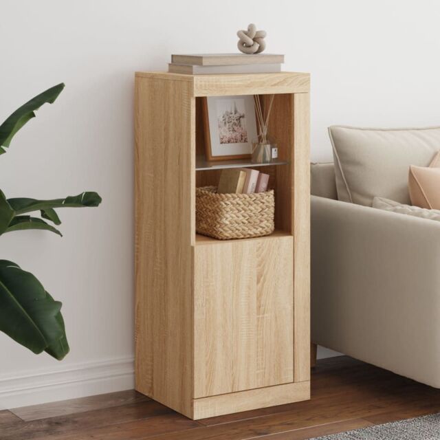 Berkfield Home Sideboard with LED Lights Sonoma Oak 41x37x100 cm in Brown - Size: 41 x 37 x 100 cm - image 1