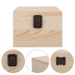 EONLION L-22.5x22.5x10cm Plain Wooden Storage Gift Box Home in Natural - Size: 500mm