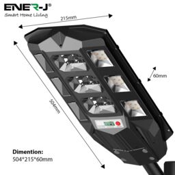 ENER-J 100W Solar Streetlights 6500K with 6V 12W Solar Panel & 12000 mAh Battery & Remote in White - thumbnail 6