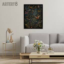 "Artery8 William Morris Style Plants Birds Butterflies Framed Canvas Wall Art Print - Size: W12"" x H16""" - thumbnail 3
