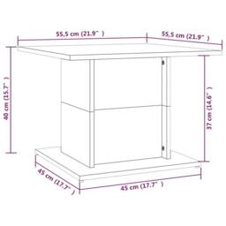 Berkfield Home Coffee Table Smoked Oak 55.5x55.5x40 cm Engineered Wood in Brown - thumbnail 7